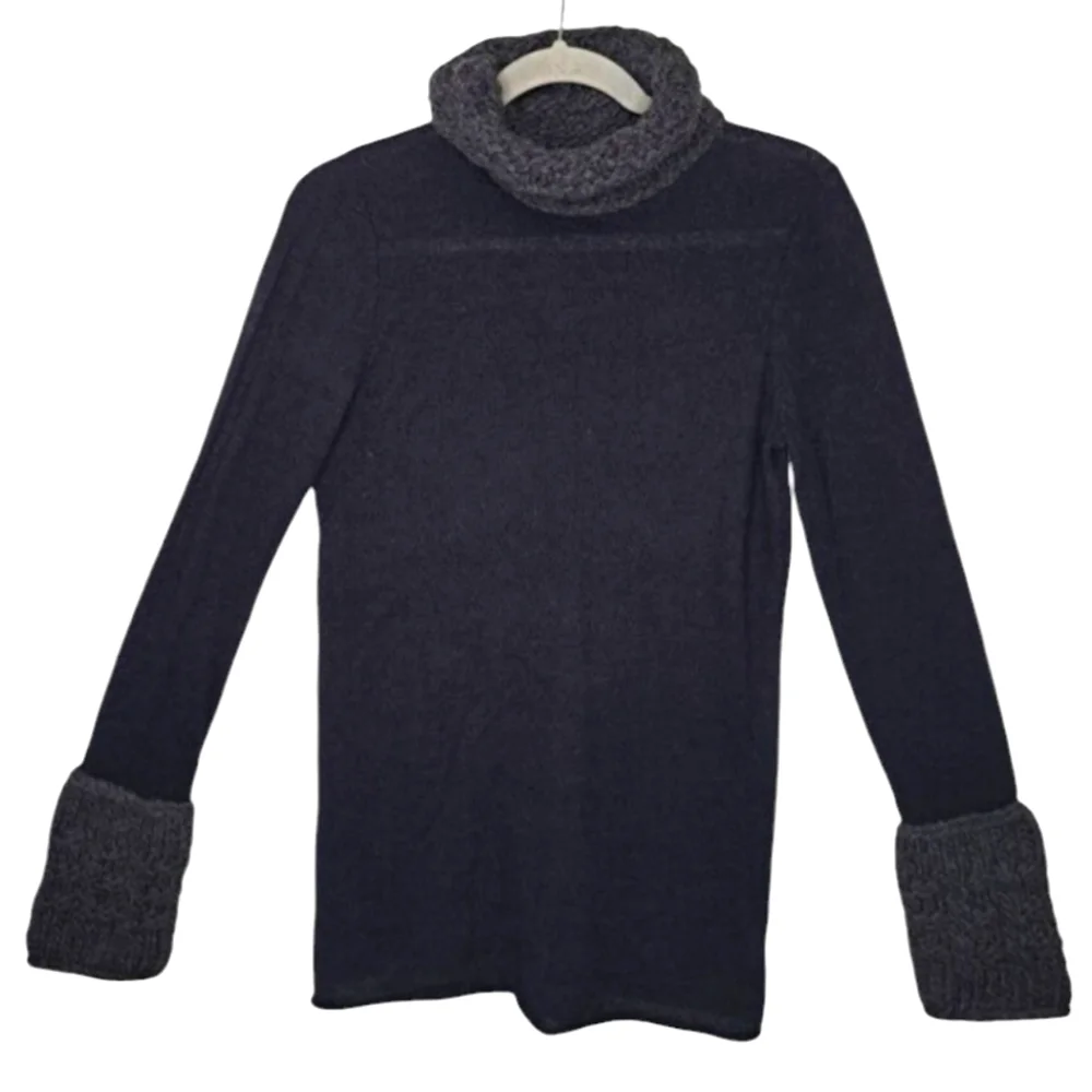 Tory Burch Angelina Turtleneck Sweater Gray Size Small Alpaca Blend